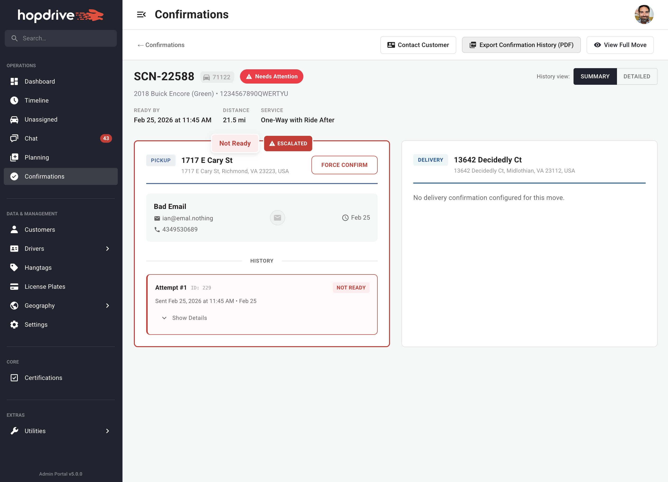 Confirmations filter badges
