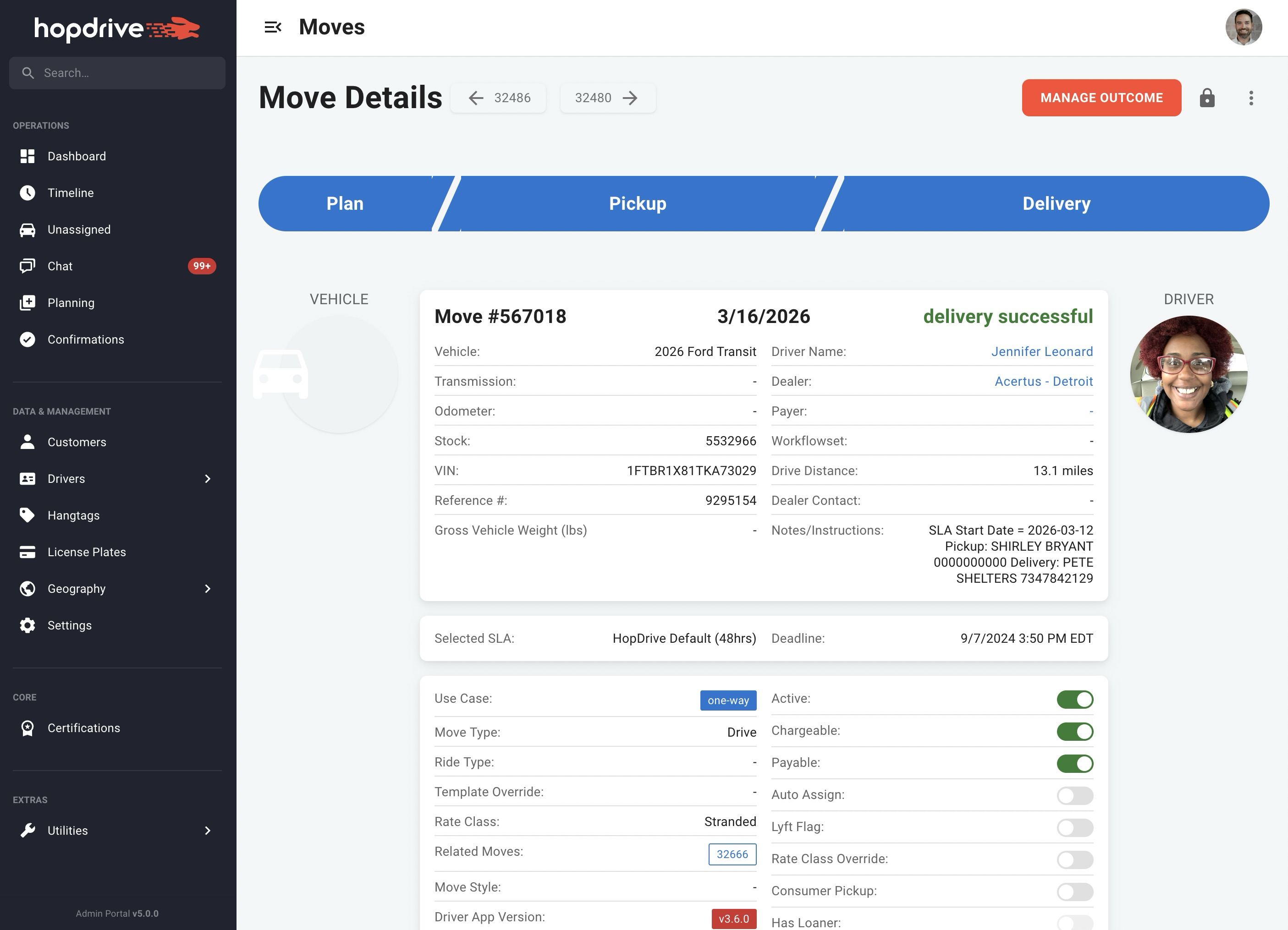 Legacy move details page