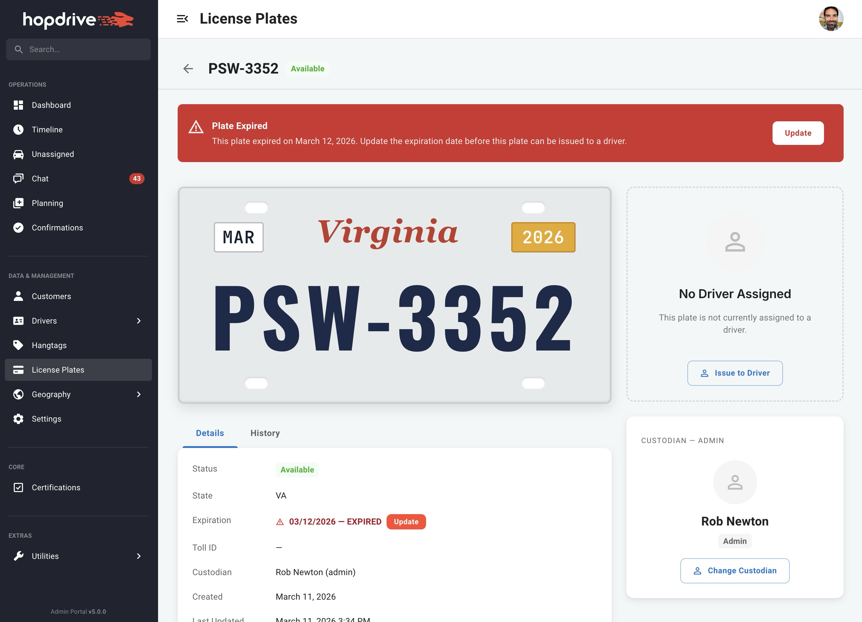 Plate detail page with state-specific plate renderer