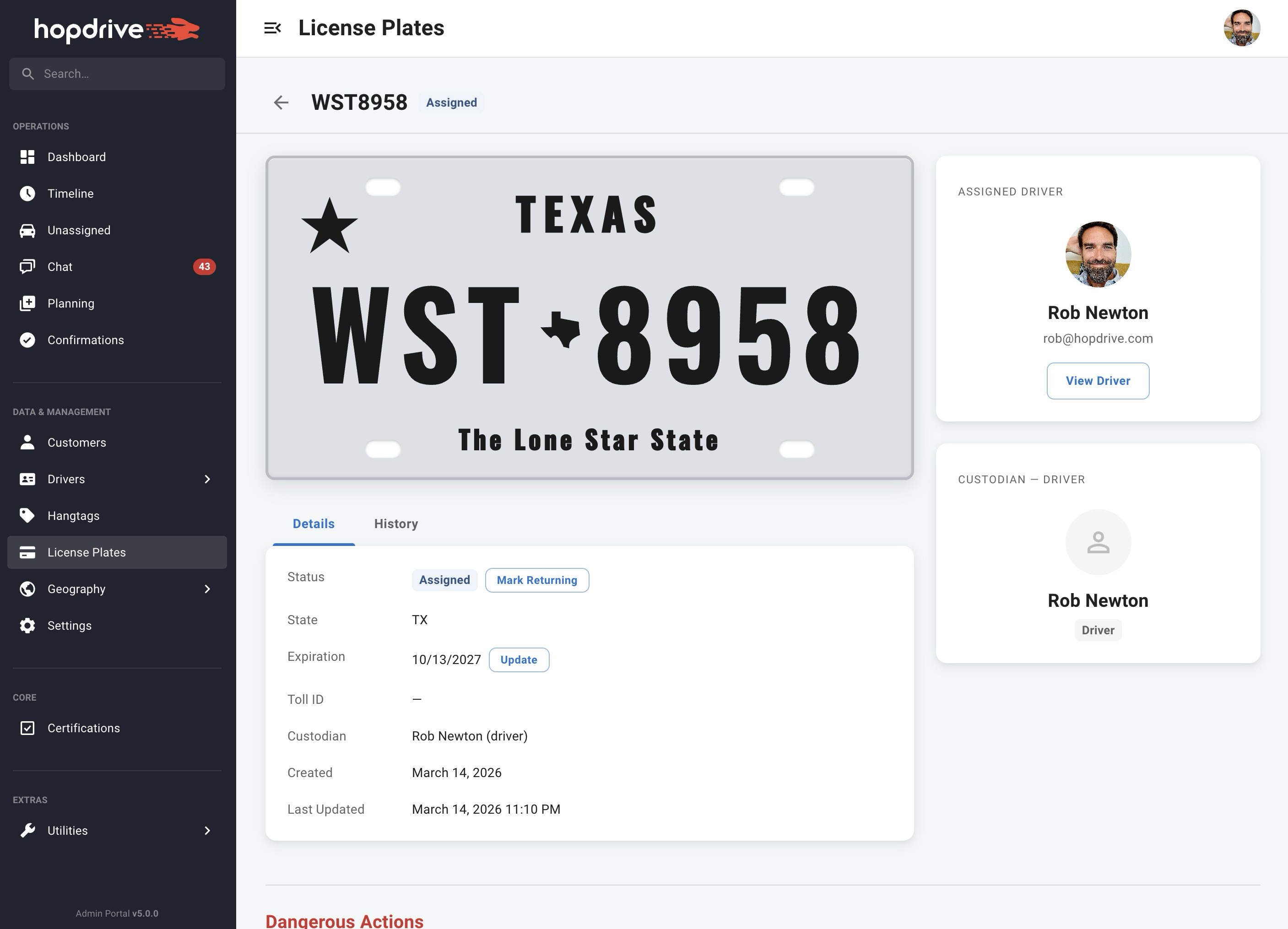 Plate detail tabs and metadata