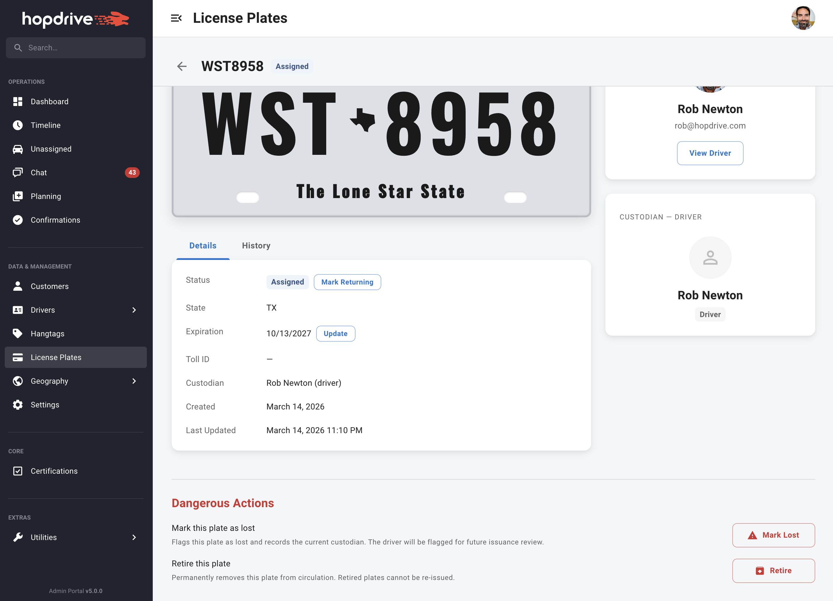 Plate history and status workflow