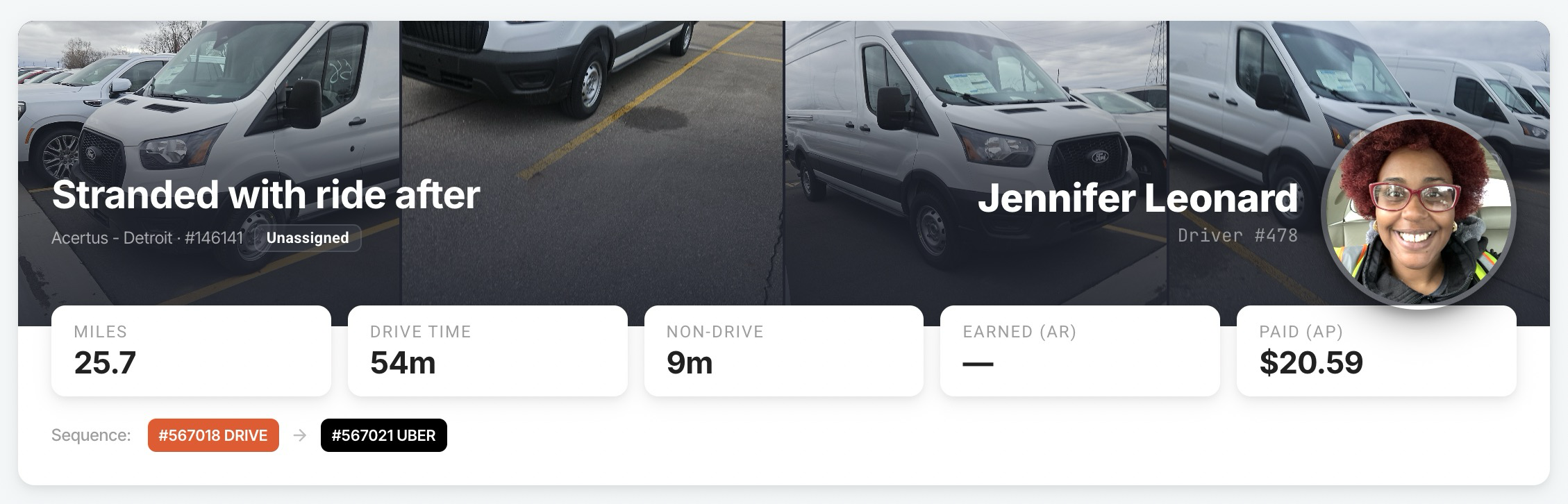 Move header with vehicle photos and metrics