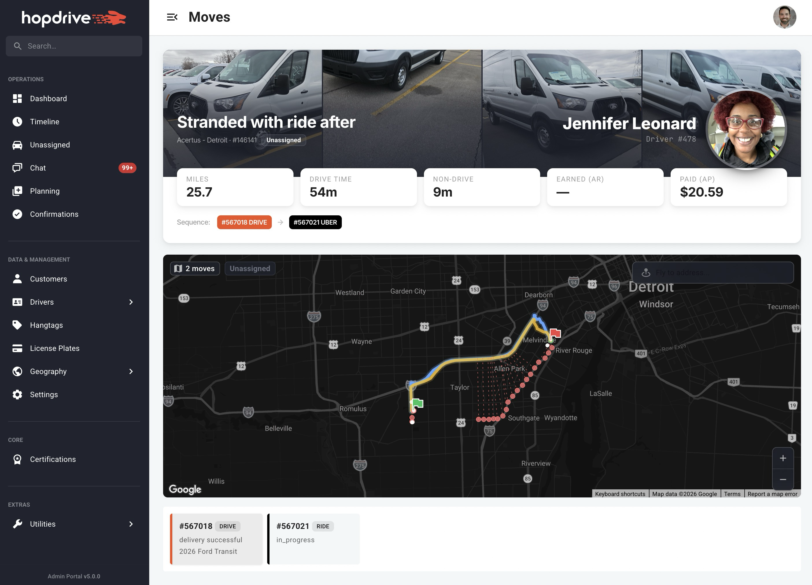Scenario move details page